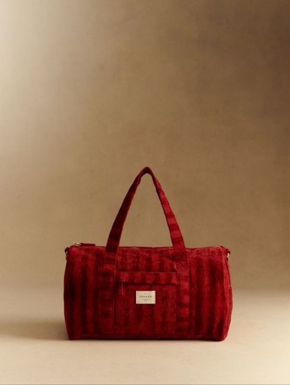 Sézane Velvet Bowling Bag in Red Corduroy